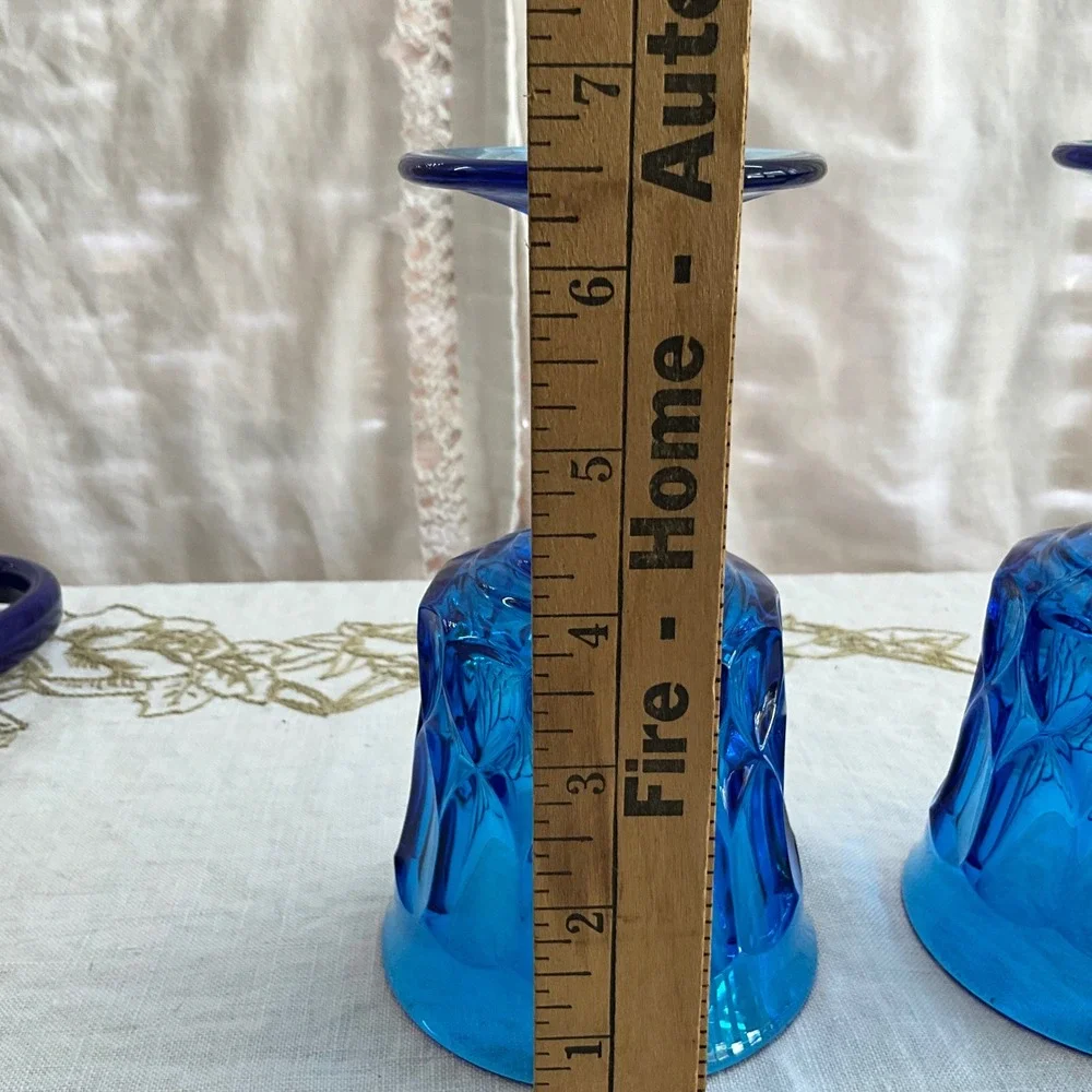 Vintage Set of 2 Noritake Perspective Cobalt Blue Water Goblets Wine Footed